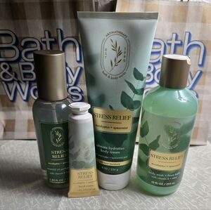 Bath and Body Works Stress Relief Eucalyptus + Spearmint 4 piece set!